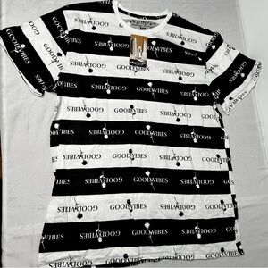 Knickerbocker Vintage Design Good Vibes Graphic Tee XL Black White NWT